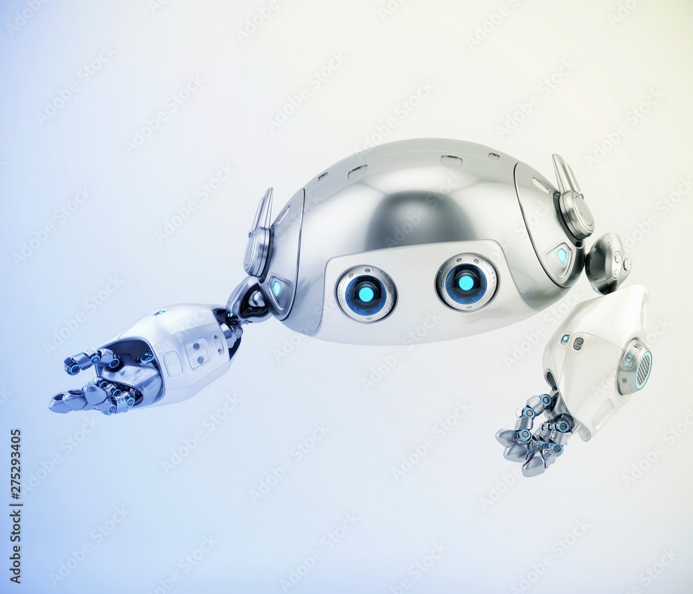Poster smart aerial robotic turtle bot, 3d rendering
