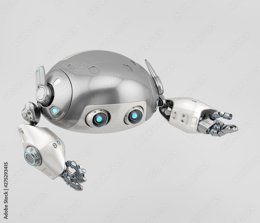 Poster smart aerial robotic turtle bot, 3d rendering