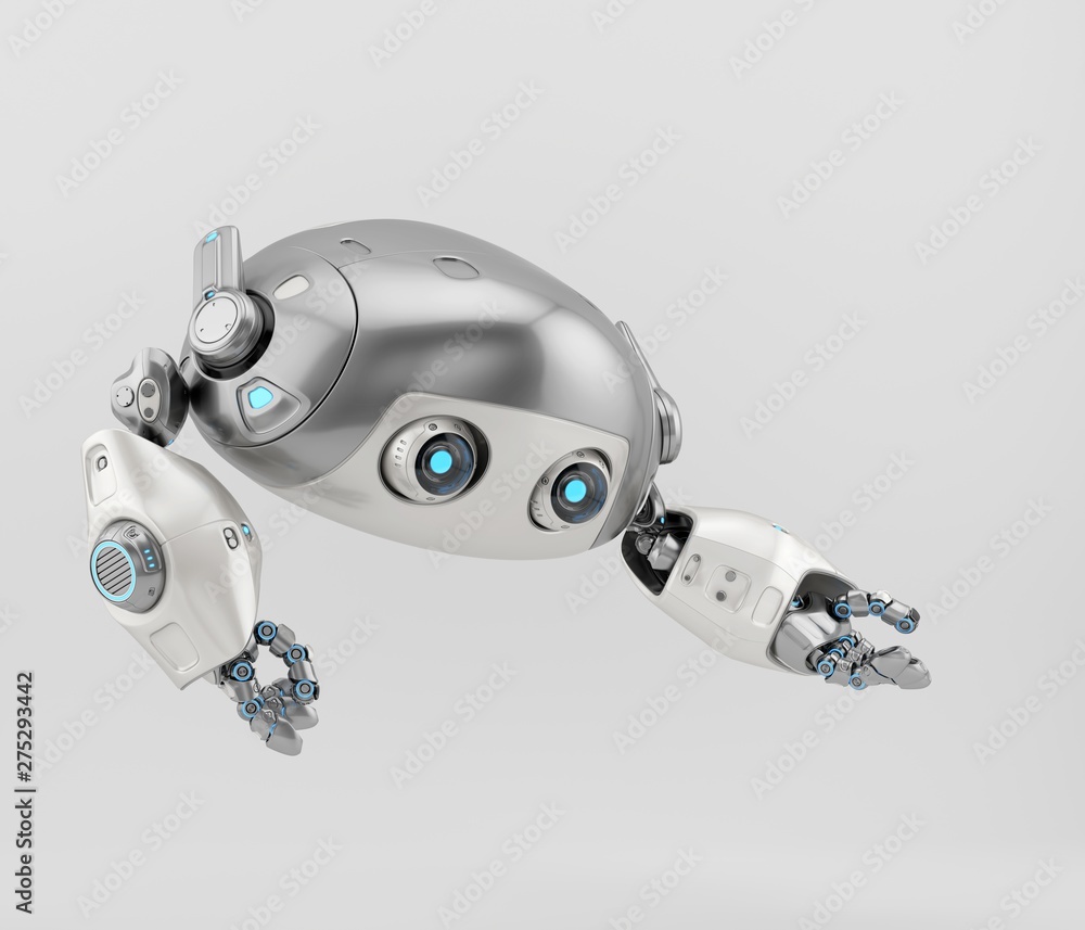 Poster smart aerial robotic turtle bot, 3d rendering