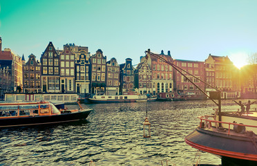 View of the canals  in Amsterdam. Netherlands..