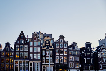 Typical buildings in Amsterdam. Netherlands..