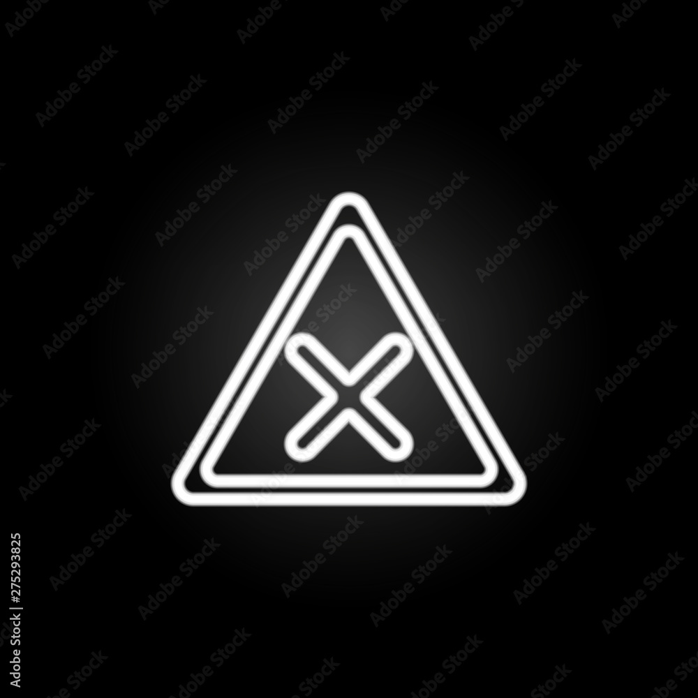 Poster intersection of equivalent roads neon icon. elements of road sign set. simple icon for websites, web