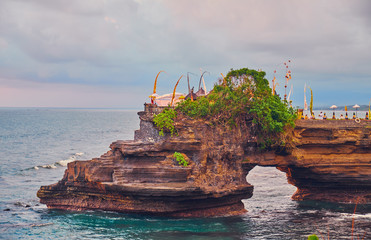 Landscape. Hindu temple by the sea in Bali.