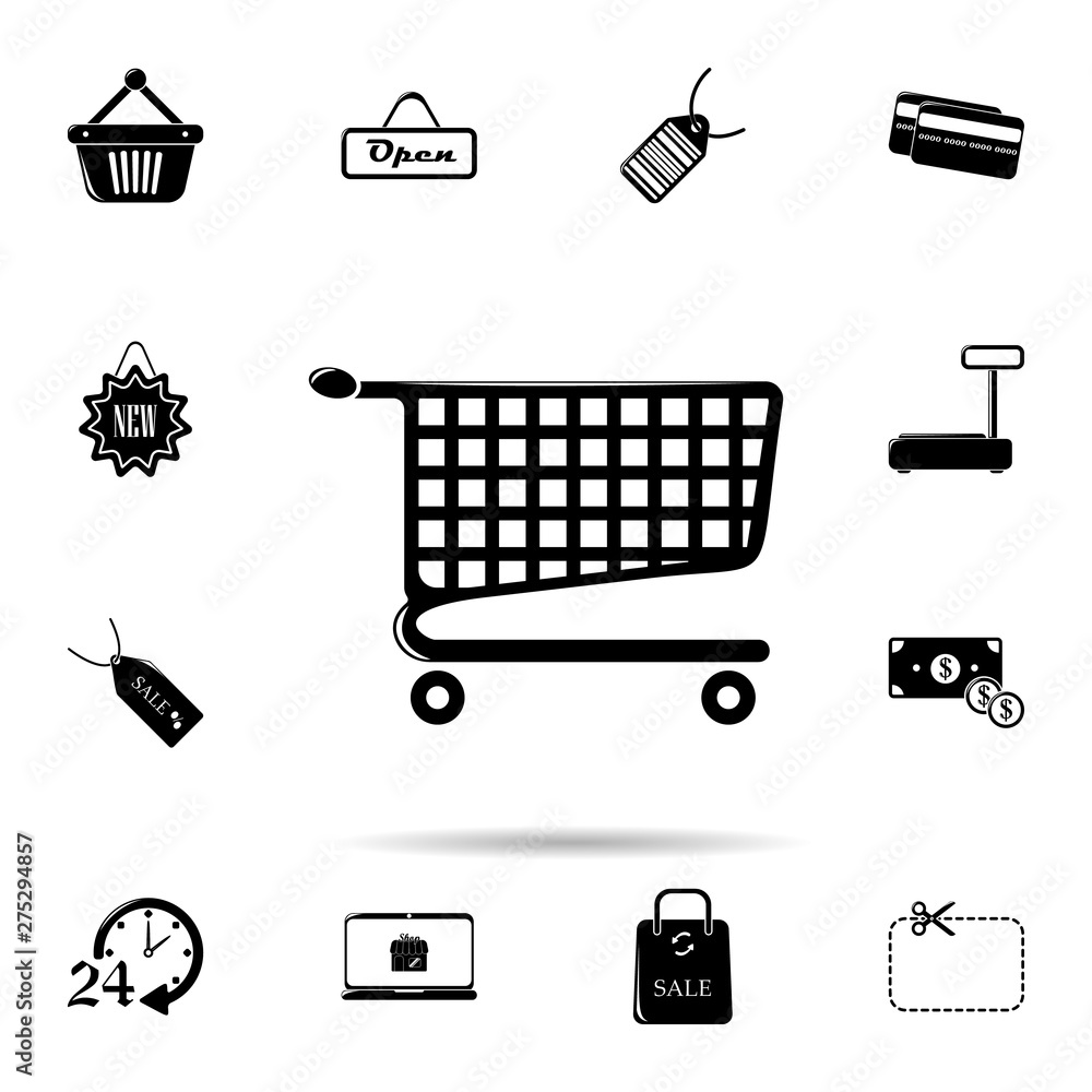 Poster trolley in the store icon. universal set of shop for website design and development, app development