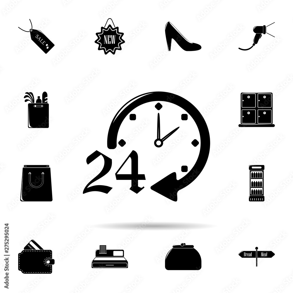Poster 24 hours service icon. universal set of shop for website design and development, app development