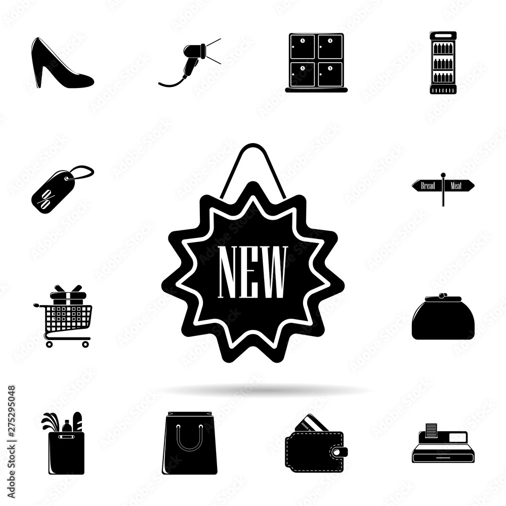 Poster label with an inscription new icon. universal set of shop for website design and development, app de