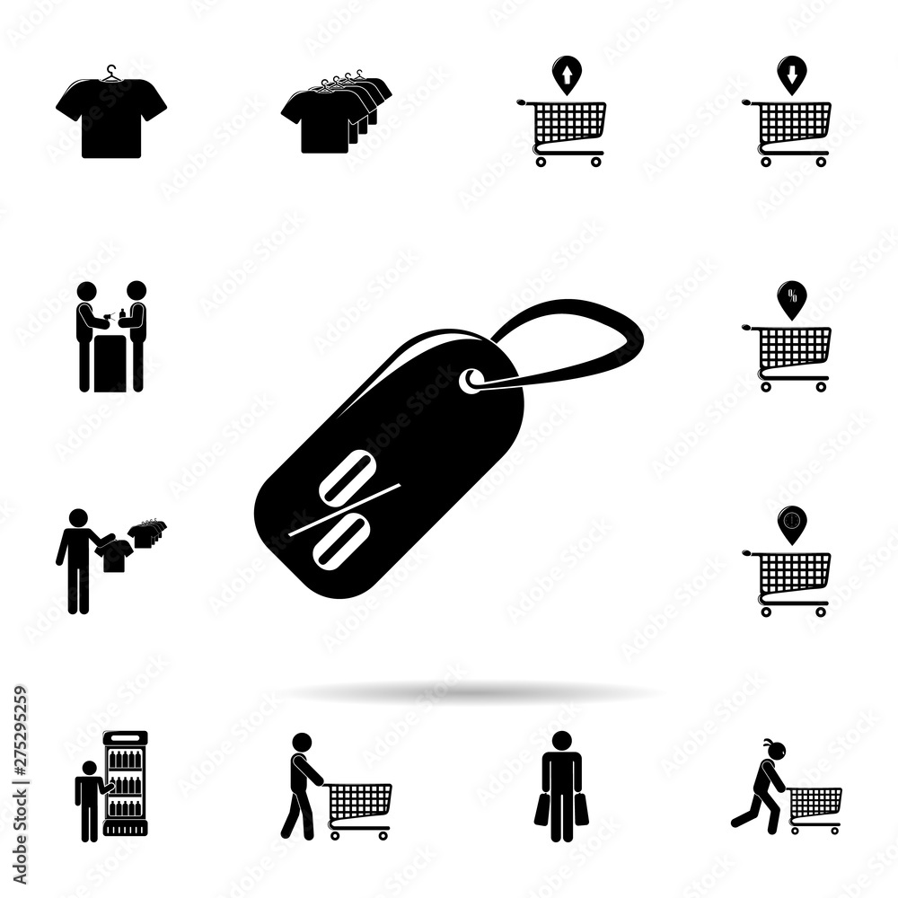 Poster tag with a percent sign icon. universal set of shop for website design and development, app developm