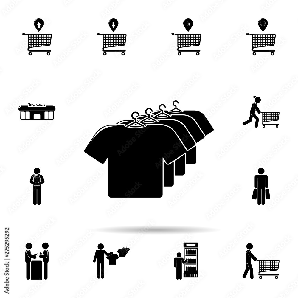 Aufkleber row of t-shirts icon. universal set of shop for website design and development, app development