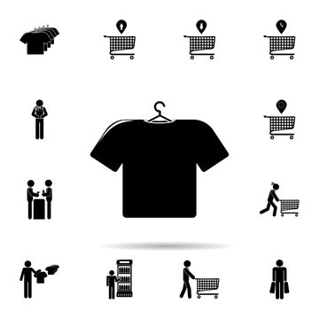 T-shirt on the hanger icon. Universal set of shop for website design and development, app development