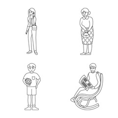 Vector design of happy and character icon. Set of happy and portrait vector icon for stock.