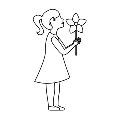 Girl with flower over white background