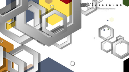 Abstract geometric background with hexagon, middle ages color composition. Vector illustration