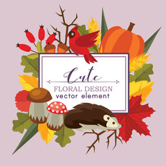 Naklejka premium cute floral design vector autumn flat style nature element