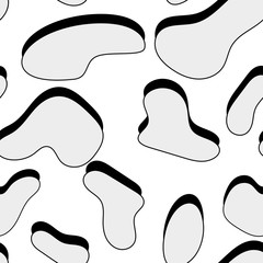 Seamless pattern of abstract volume spots on white background. Minimalist natural texture animal skins. Vector illustration for web design, textiles, tableware, packaging.
