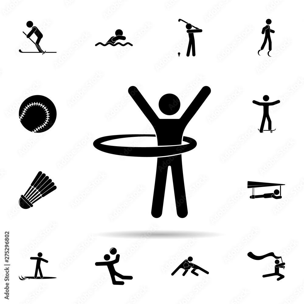 Aufkleber man with a hoop icon. universal set of sport for website design and development, app development