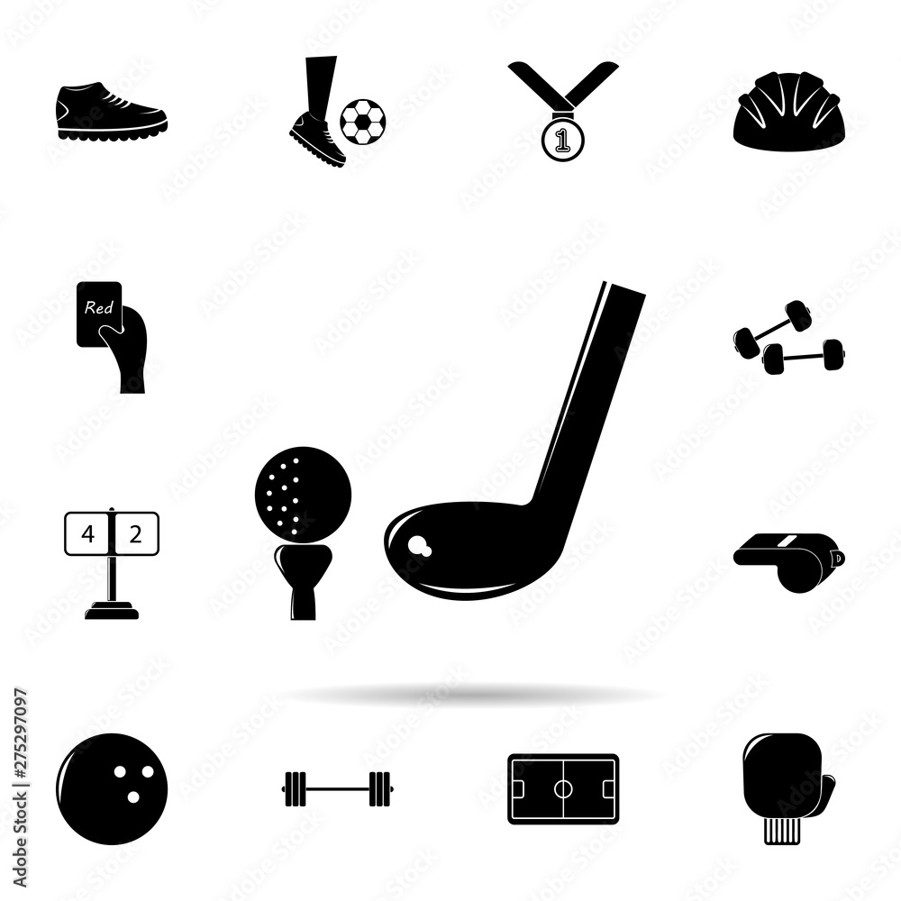 Poster ball and putter icon. universal set of sport for website design and development, app development