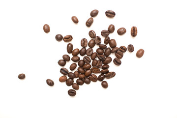Coffee grains on white background. Isolated.