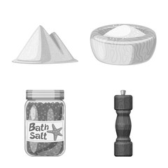Vector illustration of salt and food logo. Collection of salt and mineral vector icon for stock.