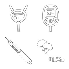 Isolated object of mellitus and diabetes sign. Set of mellitus and diet vector icon for stock.