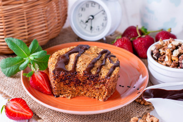 Chocolate carrot cake with Strawberry