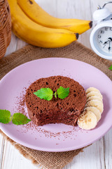 Chocolate Sponge Banana Cake with cocoa