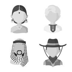 Vector design of person and culture icon. Collection of person and race vector icon for stock.