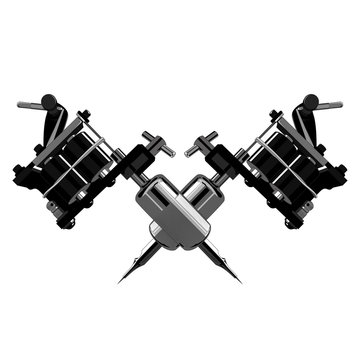 Vector image of two tattoo machines. Vector image on white background.