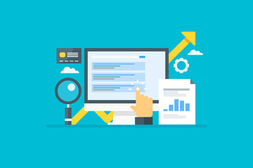 Search marketing, Pay per click advertising, traffic growth - flat design vector banner