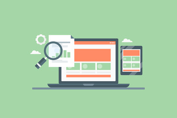 Search engine optimization, Website Seo, flat design concept with icons