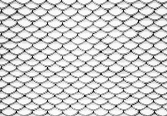 WHite Clay roof tiles of Thai temple,abstact white scale texture background scale.