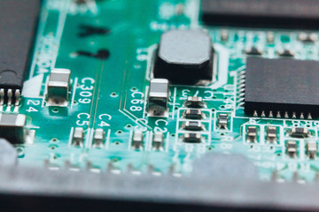 Circuit board repair. Electronic hardware modern technology. Motherboard digital personal computer...