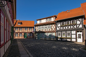 Fachwerkhäuser in der Altstadt von Wernigerode im Harz in Sachsen-Anhalt, Deutschland 
