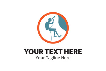 adventure climber unique simple logo creative design in flat style with color . hiker traveler creative simple logo creative design in flat style with color