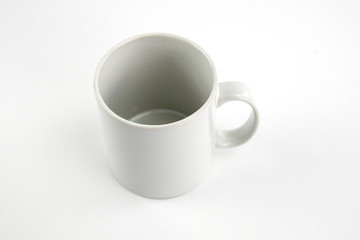 Blank white mug on isolated  white background top view