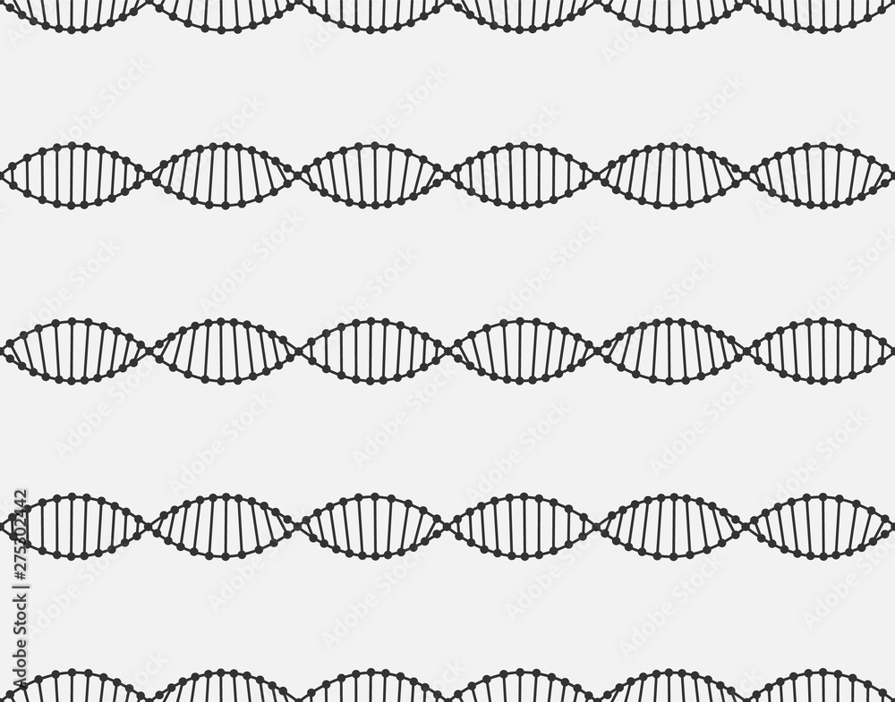 Poster seamless pattern of a dna molecule are arranged horizontally. black lines on white background. for p