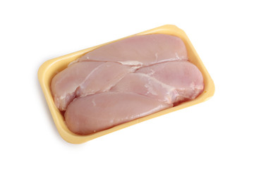 Piece of raw chicken meat on a white background