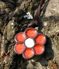 a hand made polymer clay flowers pendant
