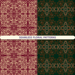 Vector seamless patterns with tulips and floral and botanical elements. Flower texture. print for textiles, wrapping paper, wallpaper design, packaging design.