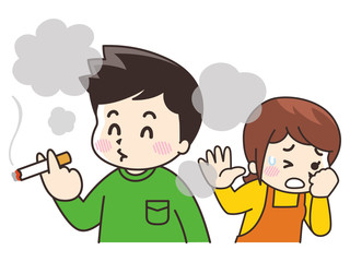 タバコを吸う男性と嫌がる女性