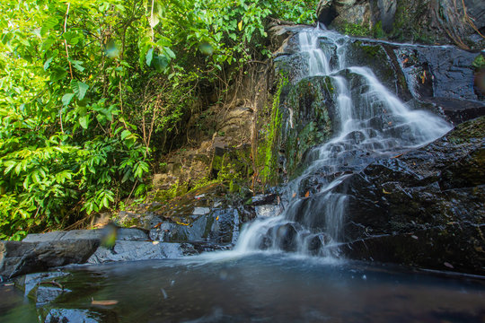 Ton Aow Yon Waterfall rich natural resources,in the forest,asia tropical areaat Island Phuket Thailand.