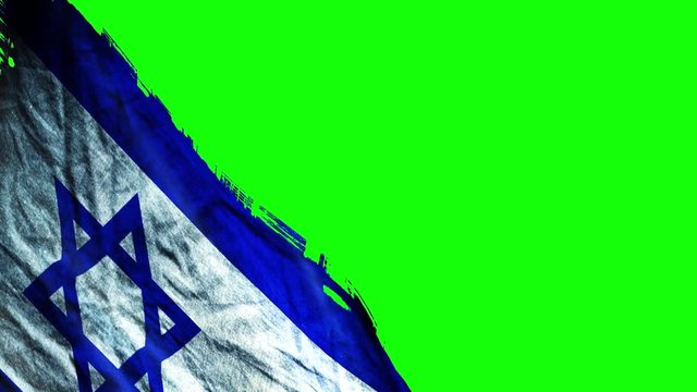 Isolated on green screen Waving Israel flag. Waving State of Israel flag old glory grange