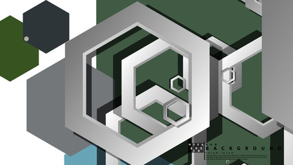 Abstract geometric background with hexagon cold color composition. Vector illustration