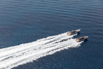inflatable motor boat in formentera, spain