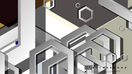 Abstract geometric background with hexagon cold color composition. Vector illustration