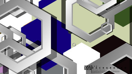 Abstract geometric background with hexagon cold color composition. Vector illustration