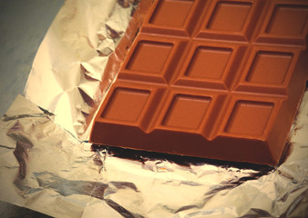 fragment of milk chocolate bar