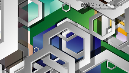 Abstract geometric background with hexagon jewels color compositions. Vector illustration