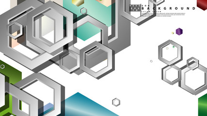 Abstract geometric background with hexagon jewels color compositions. Vector illustration