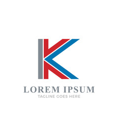 Modern Double Line Letter K Logo.