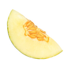 slice of yellow melon isolated on white background